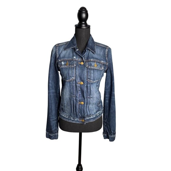 Gap 1969 Women's Medium Wash Distressed Truckers Denim Jacket S - Picture 1 of 10